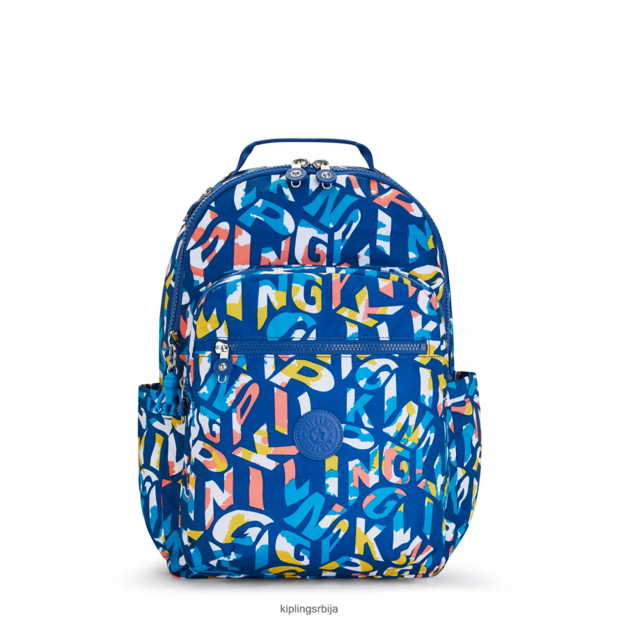 "торбе" сеул велики штампани ранац за лаптоп од 15 инча RRJTP8344 Kipling Жене неон